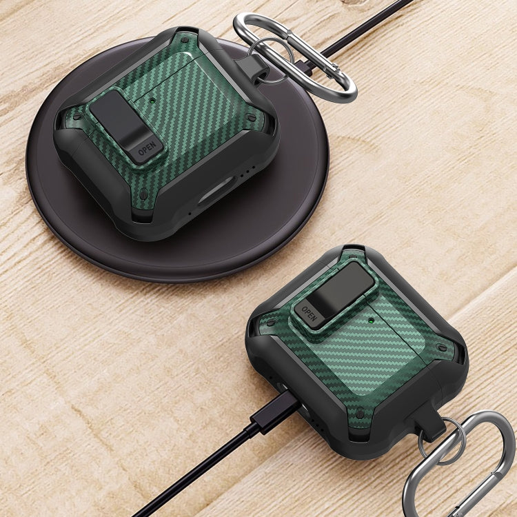 For AirPods 4 Bumblebee Carbon Fiber Shockproof Protective Case with Switch