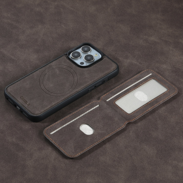 For iPhone 16 Pro ESEBLE E2 Retro Texture Card Slots MagSafe RFID Leather Case