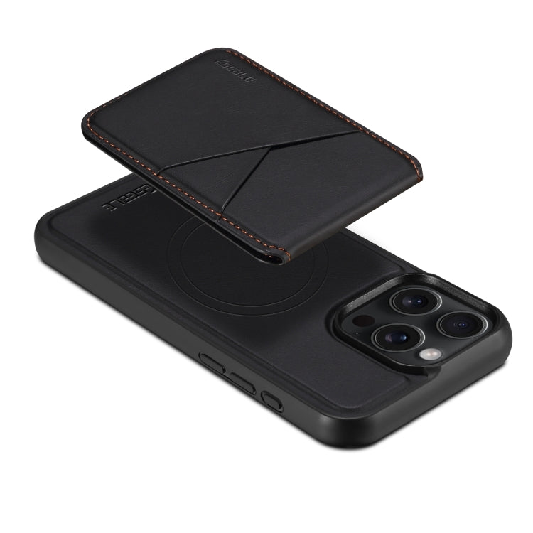 For iPhone 13 Pro ESEBLE E3 Plain Texture Card Slots MagSafe RFID Leather Case