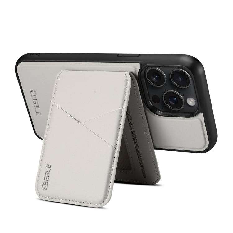 For iPhone 16 Pro Max ESEBLE E3 Plain Texture Card Slots MagSafe RFID Leather Case