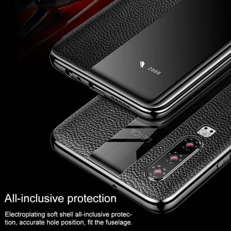 For Huawei P30 Pro Genuine Leather Smart Flip Protective Case(Red)