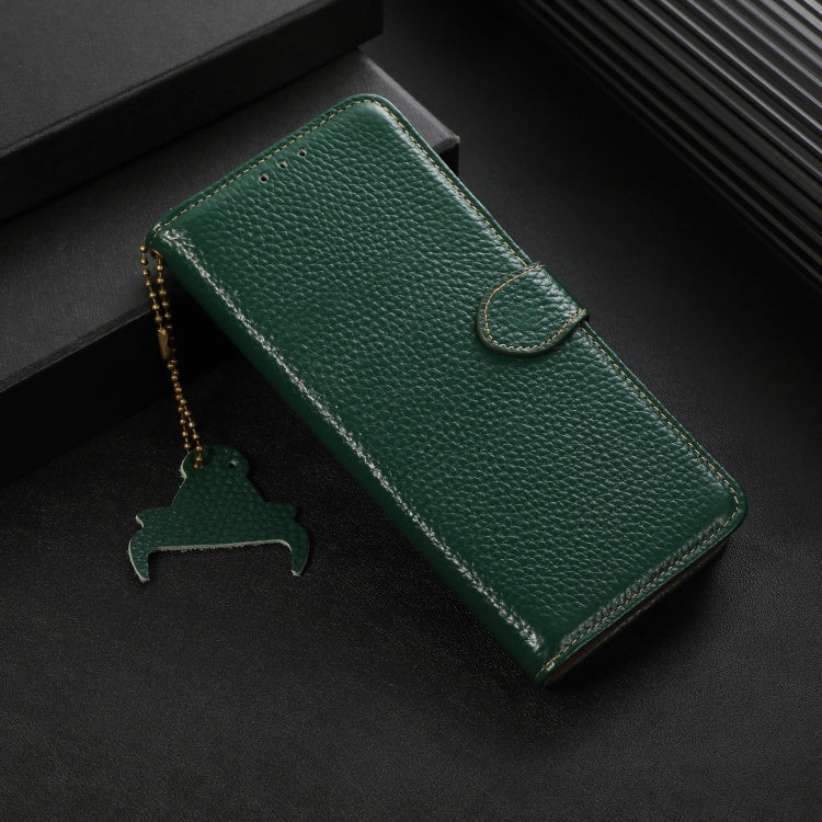 For Honor X9c Genuine Leather Litchi Texture RFID Leather Phone Case