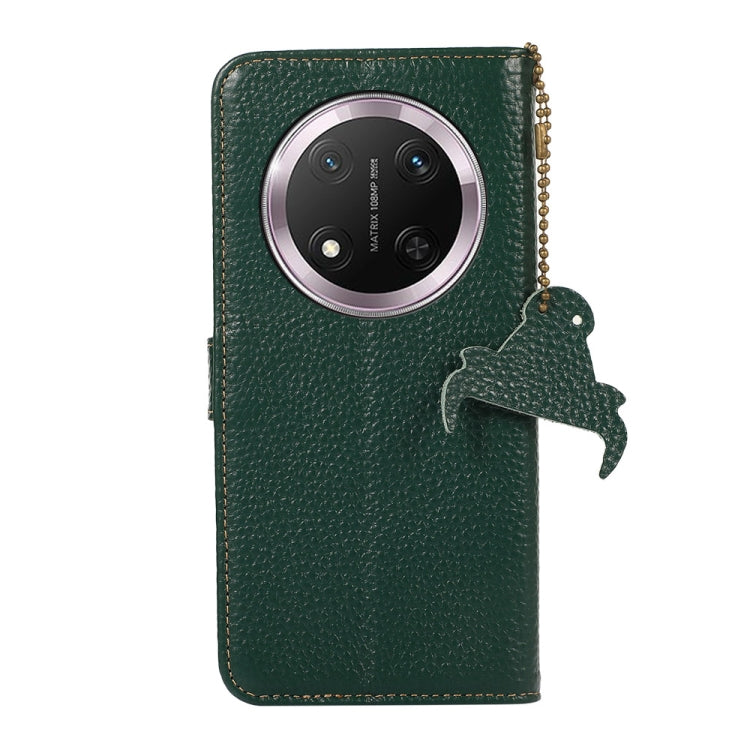 For Honor X9c Genuine Leather Litchi Texture RFID Leather Phone Case