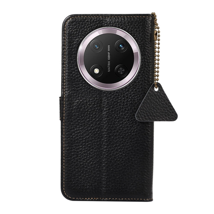 For Honor X9c Genuine Leather Litchi Texture RFID Leather Phone Case