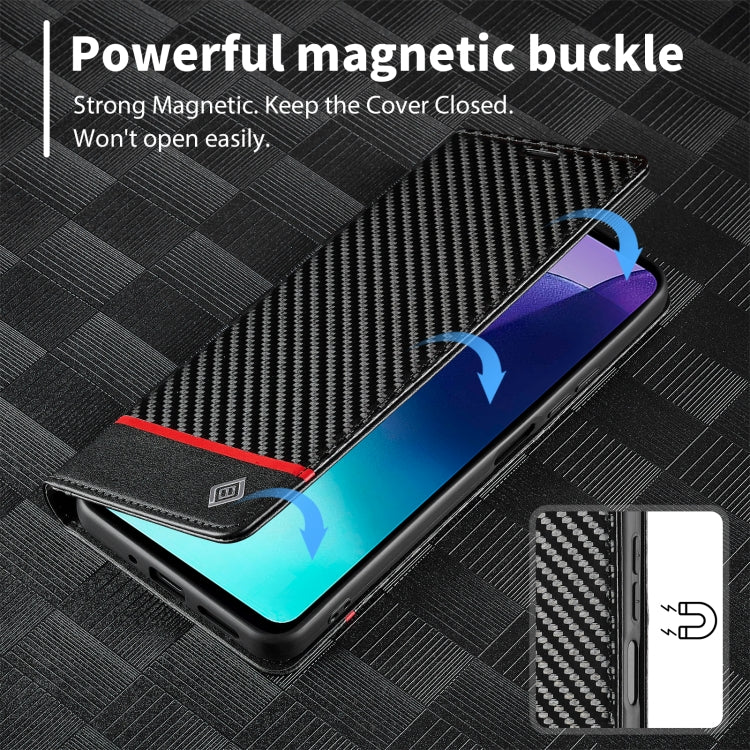 For Redmi 14C 4G LC.IMEEKE Carbon Fiber Texture Flip Leather Phone Case