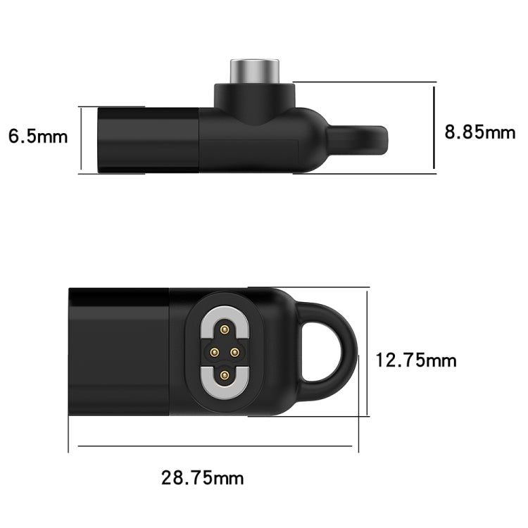 For Shokz OpenSwim Pro 2 / Pro S710 Bone Conduction Earphone USB-C / Type-C Interface Adapter Converter - Black
