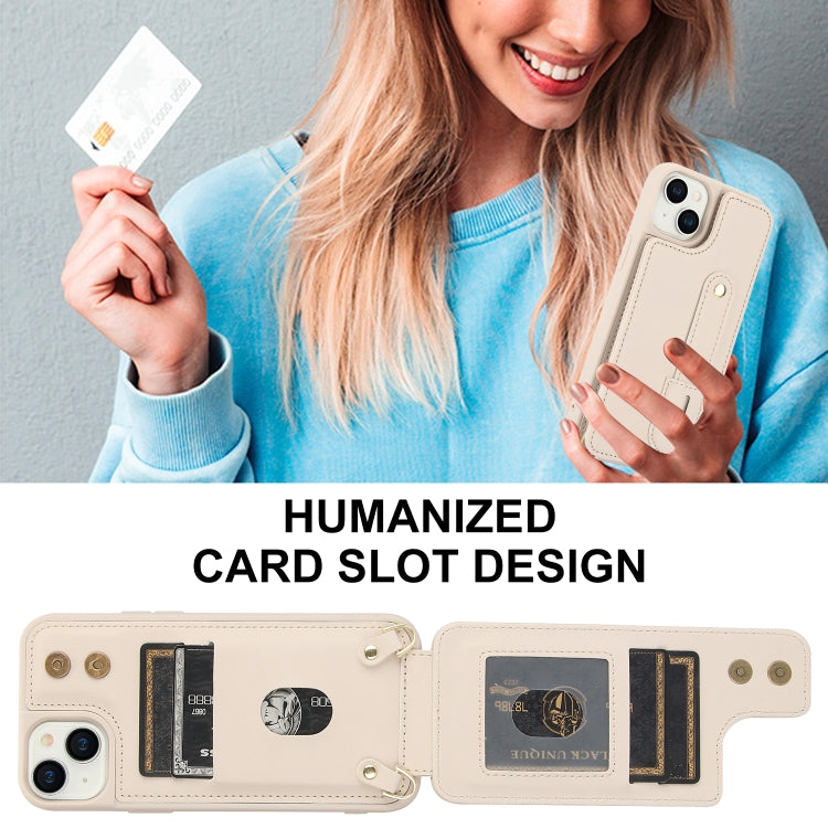 For iPhone 15 Wristband Vertical Flip Wallet Back Cover Phone Case with Long Lanyard