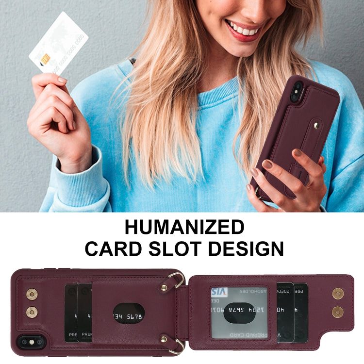 For iPhone XS Max Wristband Vertical Flip Wallet Back Cover Phone Case with Long Lanyard