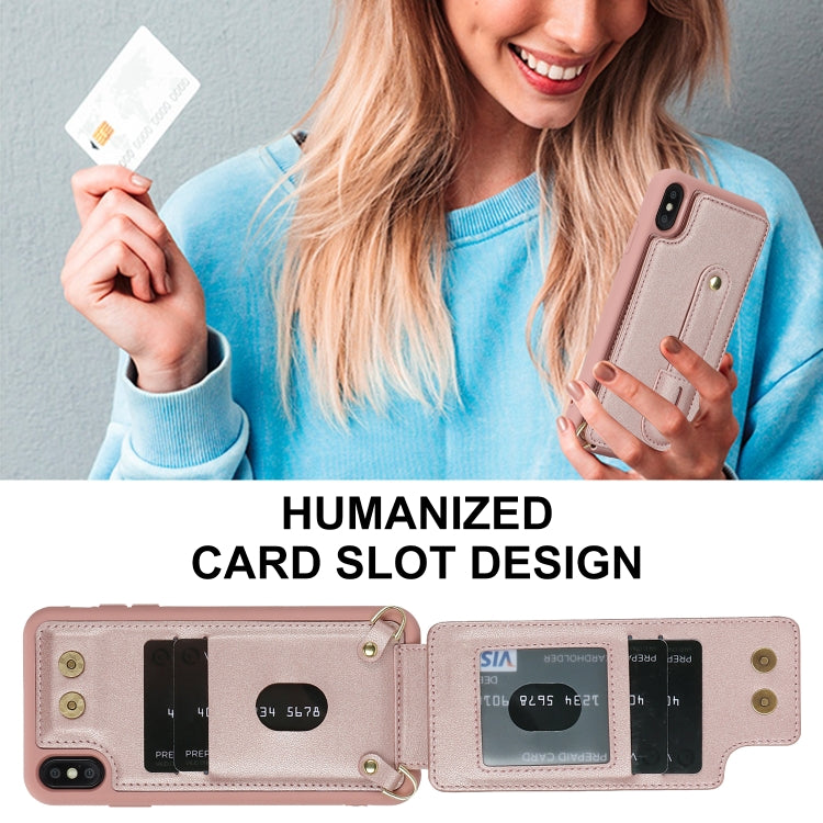 For iPhone XS Max Wristband Vertical Flip Wallet Back Cover Phone Case with Long Lanyard