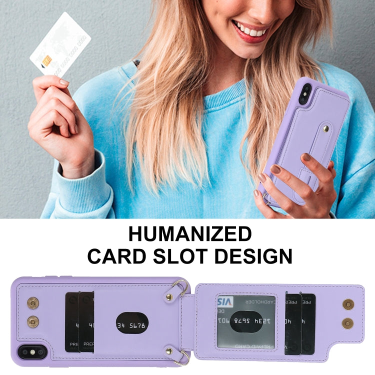 For iPhone XS Max Wristband Vertical Flip Wallet Back Cover Phone Case with Long Lanyard