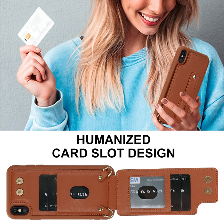 For iPhone XS Max Wristband Vertical Flip Wallet Back Cover Phone Case with Long Lanyard