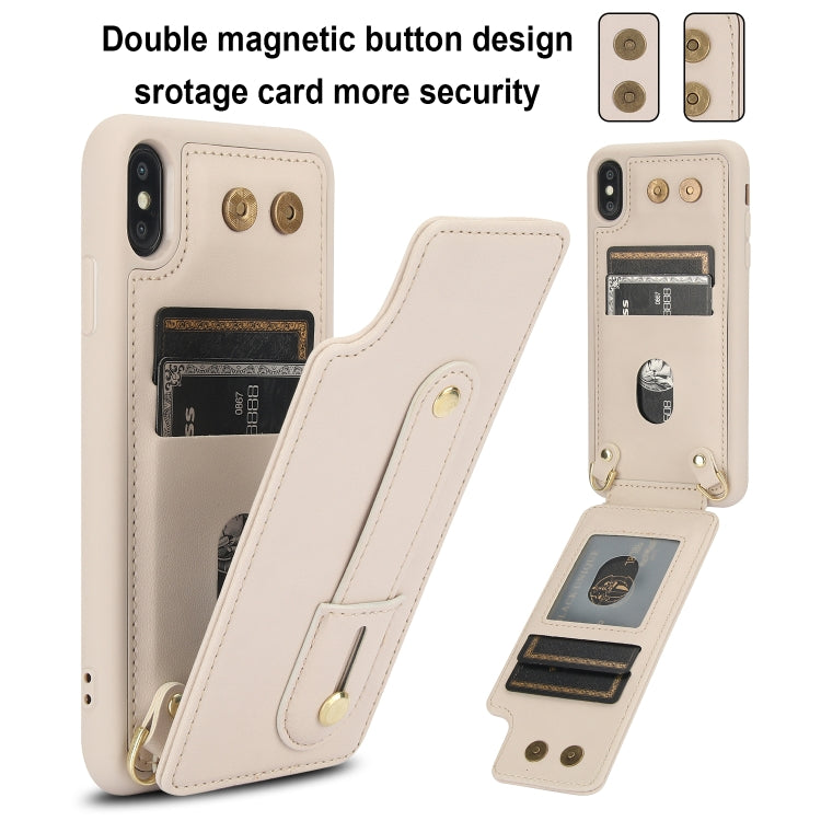 For iPhone XS Max Wristband Vertical Flip Wallet Back Cover Phone Case with Long Lanyard