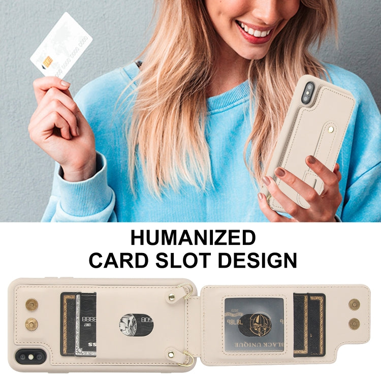 For iPhone XS Max Wristband Vertical Flip Wallet Back Cover Phone Case with Long Lanyard
