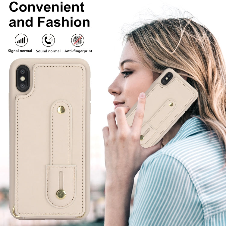 For iPhone XS Max Wristband Vertical Flip Wallet Back Cover Phone Case with Long Lanyard