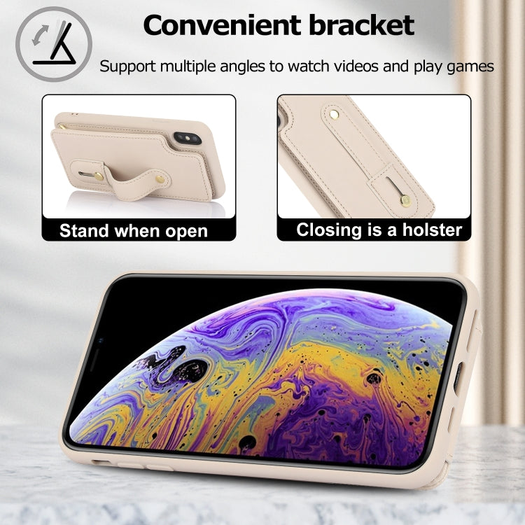 For iPhone XS Max Wristband Vertical Flip Wallet Back Cover Phone Case with Long Lanyard