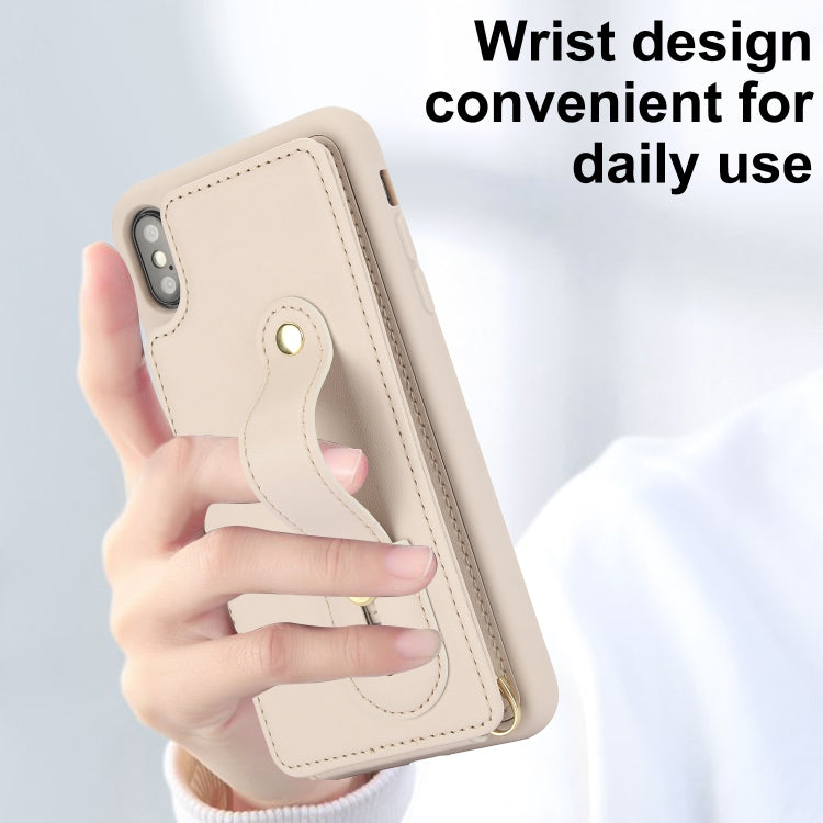 For iPhone XS Max Wristband Vertical Flip Wallet Back Cover Phone Case with Long Lanyard