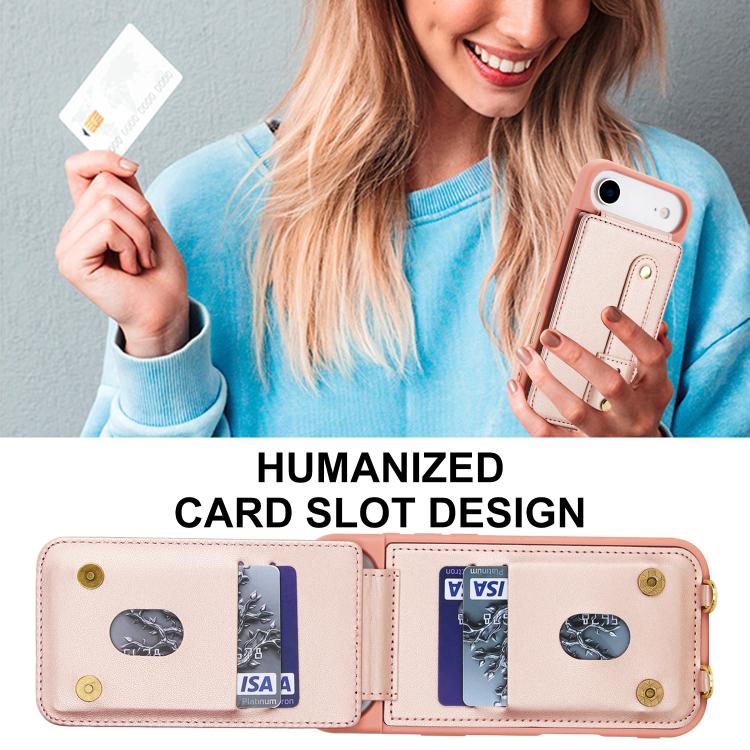 For iPhone Air Wristband Vertical Flip Wallet Back Cover Phone Case with Long Lanyard