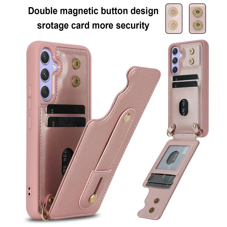 For Samsung Galaxy S26 5G Wristband Vertical Flip Wallet Back Cover Phone Case with Long Lanyard