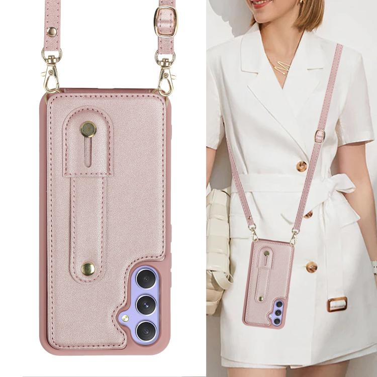 For Samsung Galaxy S26 5G Wristband Vertical Flip Wallet Back Cover Phone Case with Long Lanyard