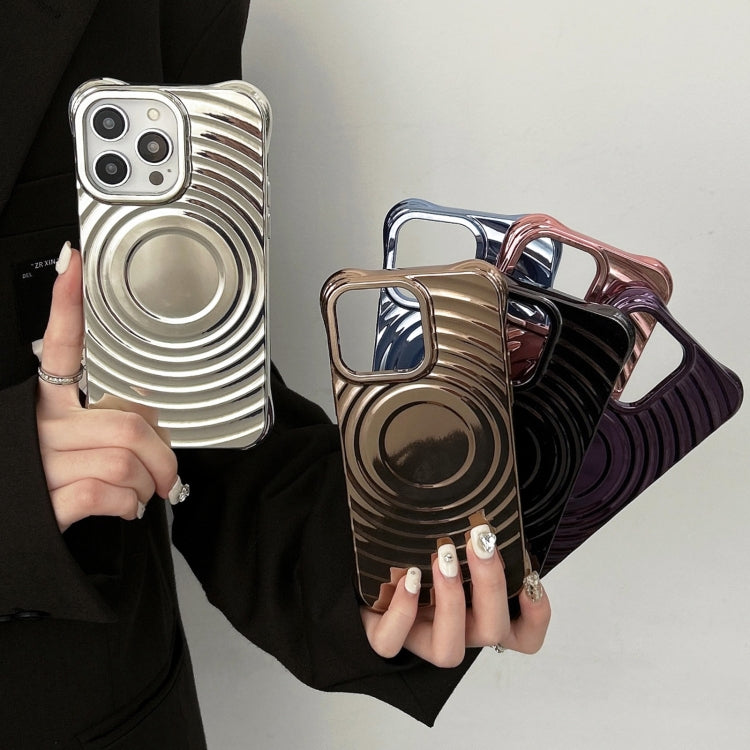 For iPhone 12 Electroplating Wave MagSafe Phone Case