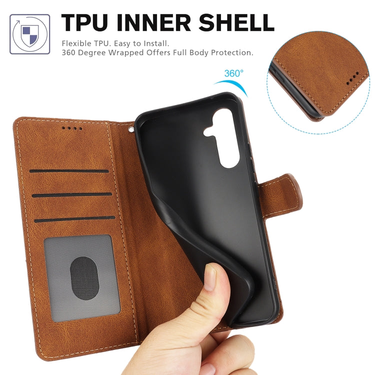 For Samsung Galaxy S23 FE 5G Fantasy Skin-feel Calfskin Texture Leather Phone Case