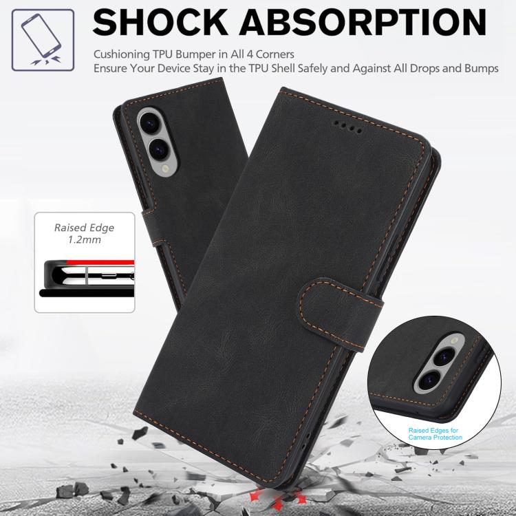 For Samsung Galaxy S25 Edge 5G Fantasy Skin-feel Calfskin Texture Leather Phone Case