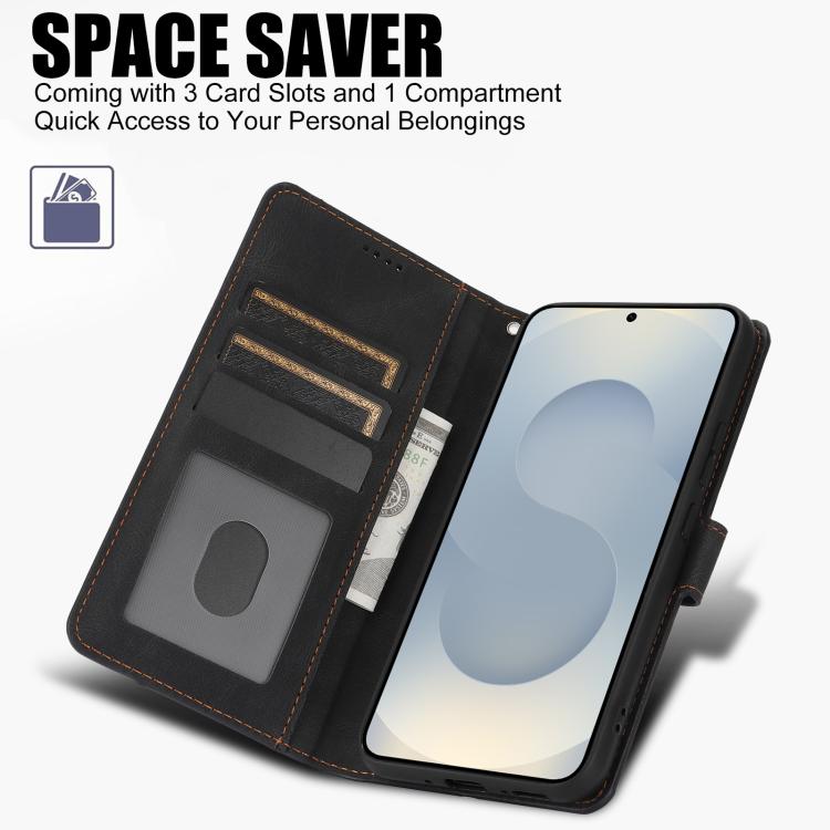 For Samsung Galaxy S25 Edge 5G Fantasy Skin-feel Calfskin Texture Leather Phone Case