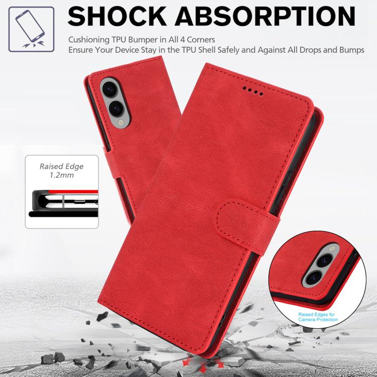 For Samsung Galaxy S25 Edge 5G Fantasy Skin-feel Calfskin Texture Leather Phone Case