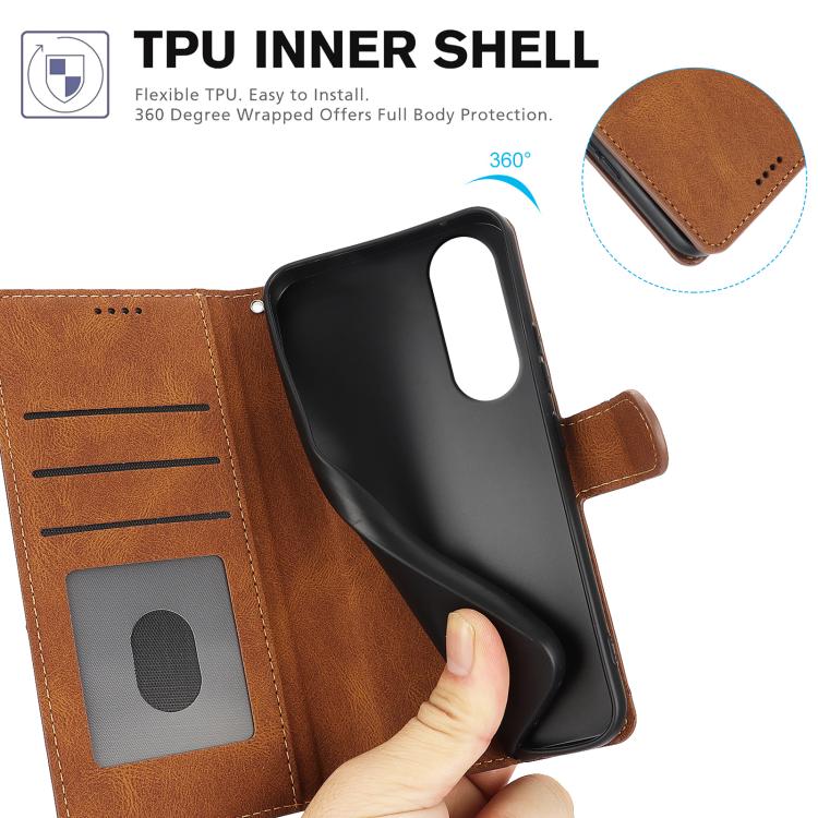 For Samsung Galaxy S25 Edge 5G Fantasy Skin-feel Calfskin Texture Leather Phone Case