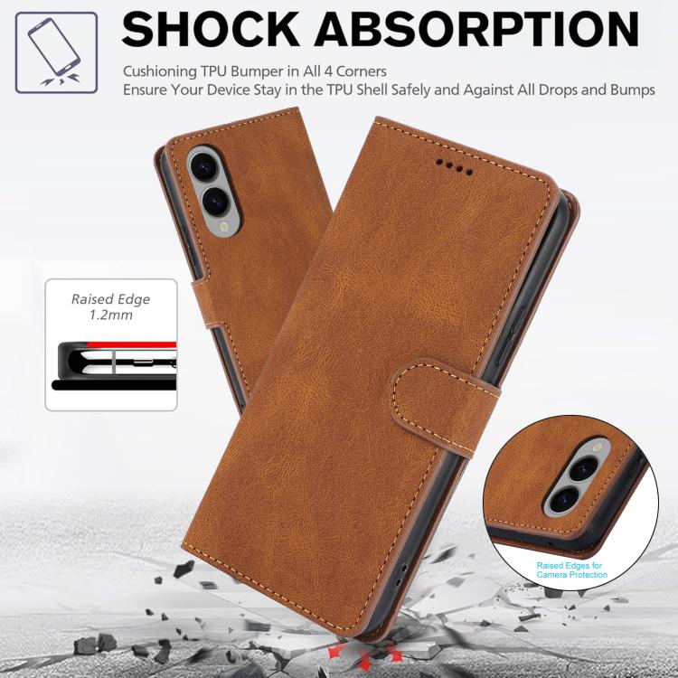 For Samsung Galaxy S25 Edge 5G Fantasy Skin-feel Calfskin Texture Leather Phone Case