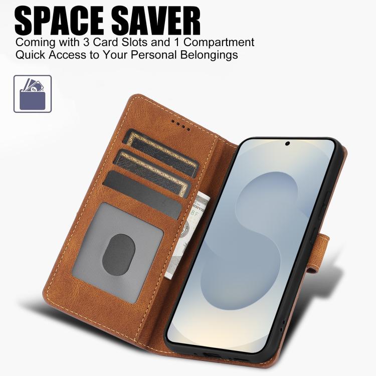 For Samsung Galaxy S25 Edge 5G Fantasy Skin-feel Calfskin Texture Leather Phone Case