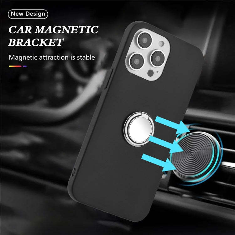 For iPhone 15 Pro Max Matte Ring Holder TPU Phone Case