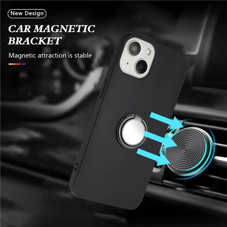 For iPhone 14 Plus Matte Ring Holder TPU Phone Case