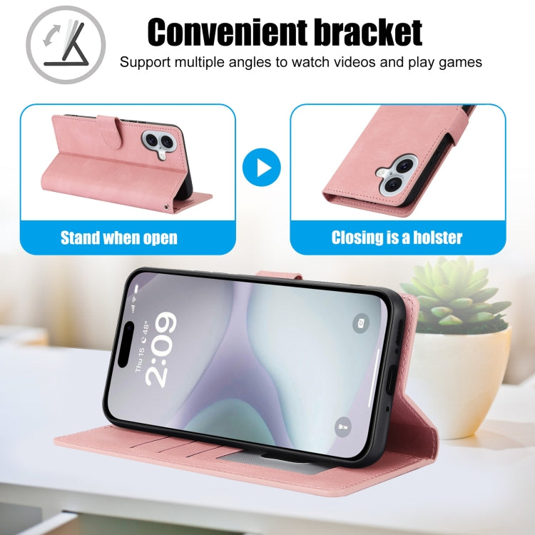 For iPhone 16 Plus Fantasy Skin-feel Calfskin Texture Leather Phone Case
