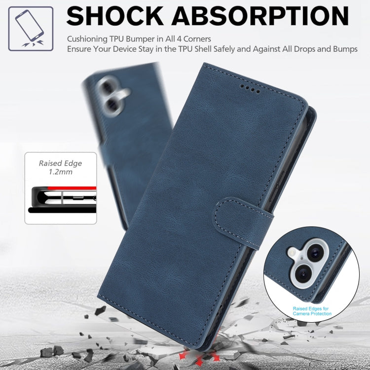 For iPhone 16 Plus Fantasy Skin-feel Calfskin Texture Leather Phone Case