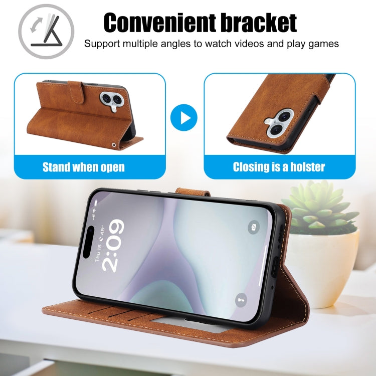 For iPhone 16 Plus Fantasy Skin-feel Calfskin Texture Leather Phone Case