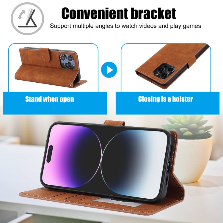 For iPhone 15 Pro Max Fantasy Skin-feel Calfskin Texture Leather Phone Case