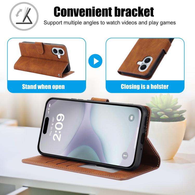 For iPhone 17 Fantasy Skin-feel Calfskin Texture Leather Phone Case