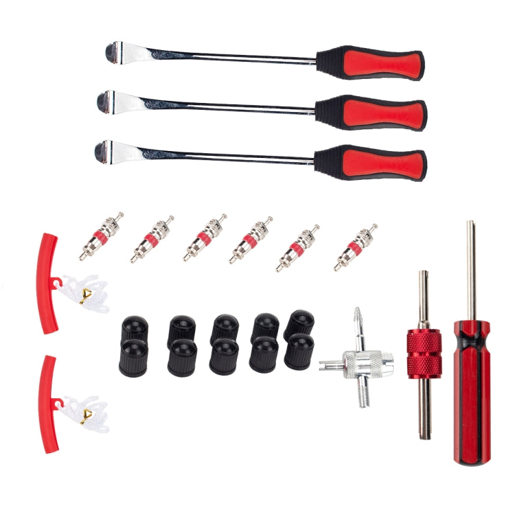 24 in 1 Car / Motorcycle Tire Repair Tool Spoon Tire Spoons Lever Tire Changing Tools with Red Tyre Protector