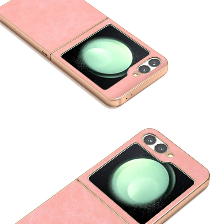 For Samsung Galaxy Z Flip6 / Flip7 FE Electroplated Frame PU Leather Full Coverage Phone Case