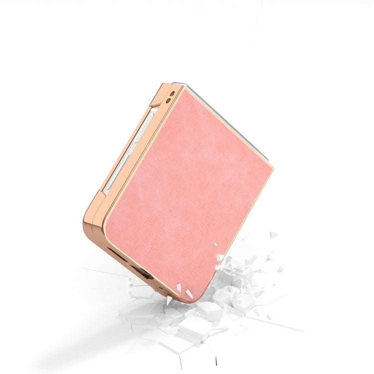 For Samsung Galaxy Z Flip6 / Flip7 FE Electroplated Frame PU Leather Full Coverage Phone Case