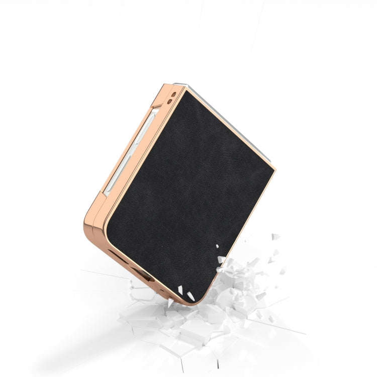 For Samsung Galaxy Z Flip6 / Flip7 FE Electroplated Frame PU Leather Full Coverage Phone Case