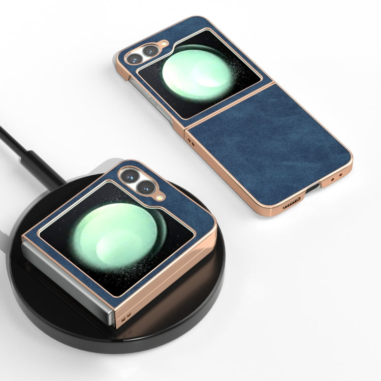 For Samsung Galaxy Z Flip6 / Flip7 FE Electroplated Frame PU Leather Full Coverage Phone Case