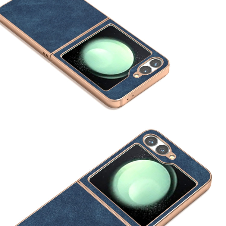 For Samsung Galaxy Z Flip6 / Flip7 FE Electroplated Frame PU Leather Full Coverage Phone Case