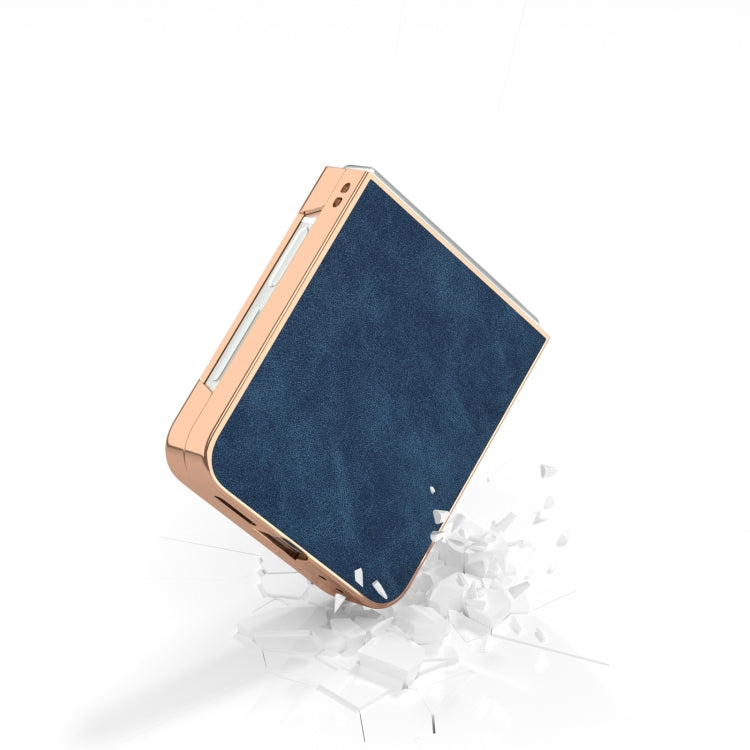For Samsung Galaxy Z Flip6 / Flip7 FE Electroplated Frame PU Leather Full Coverage Phone Case