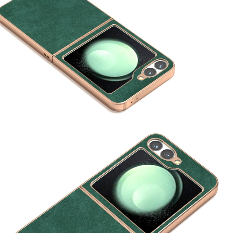 For Samsung Galaxy Z Flip6 / Flip7 FE Electroplated Frame PU Leather Full Coverage Phone Case