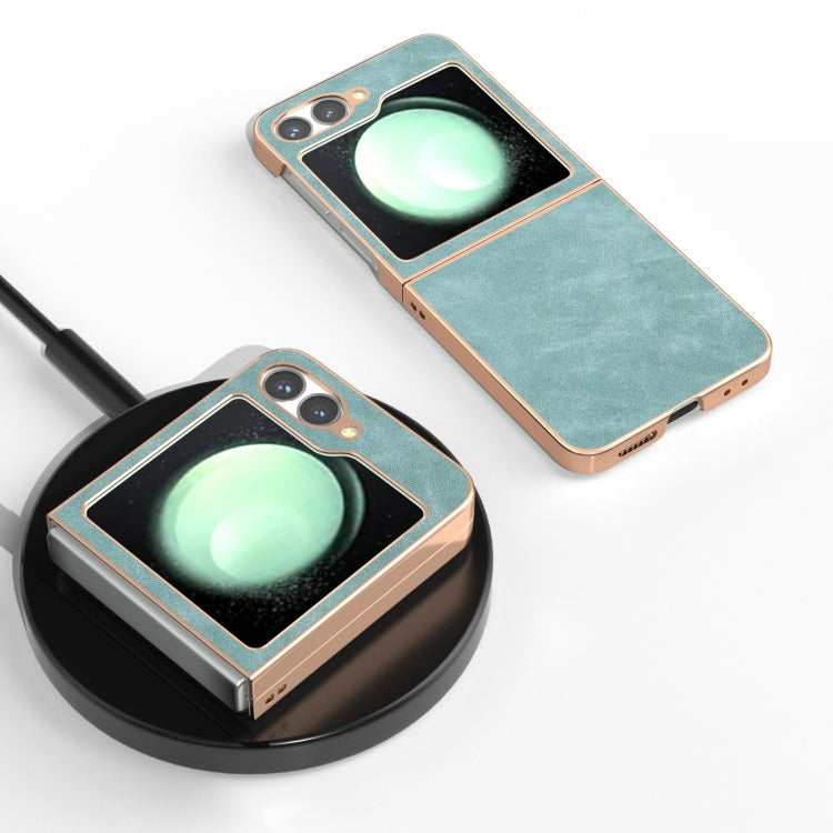 For Samsung Galaxy Z Flip6 / Flip7 FE Electroplated Frame PU Leather Full Coverage Phone Case