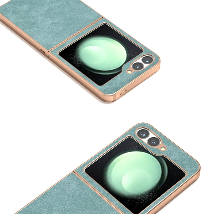 For Samsung Galaxy Z Flip6 / Flip7 FE Electroplated Frame PU Leather Full Coverage Phone Case