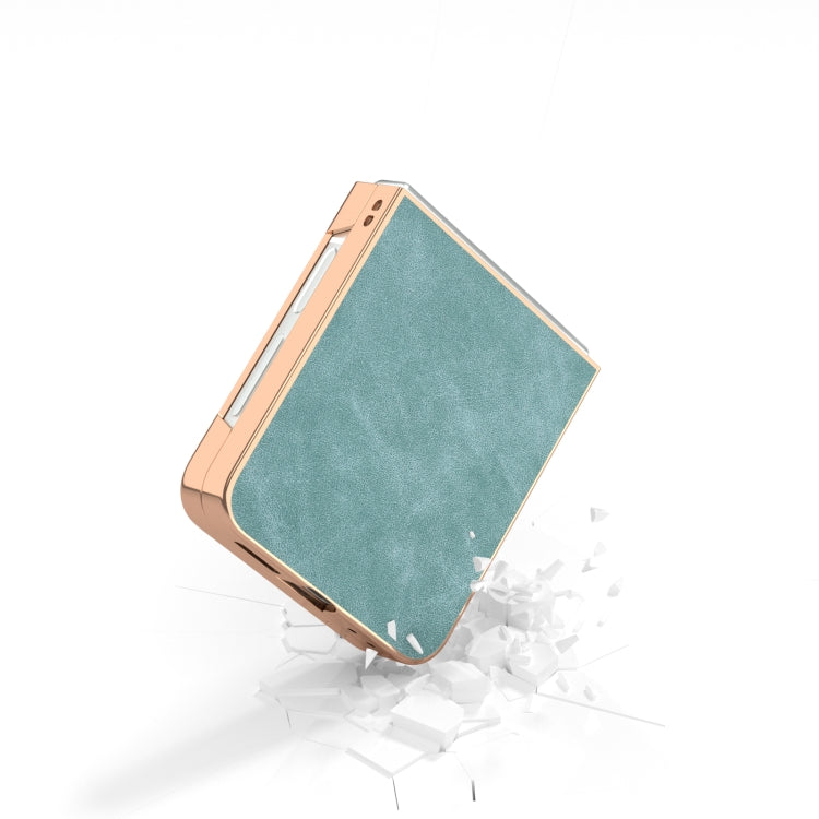 For Samsung Galaxy Z Flip6 / Flip7 FE Electroplated Frame PU Leather Full Coverage Phone Case