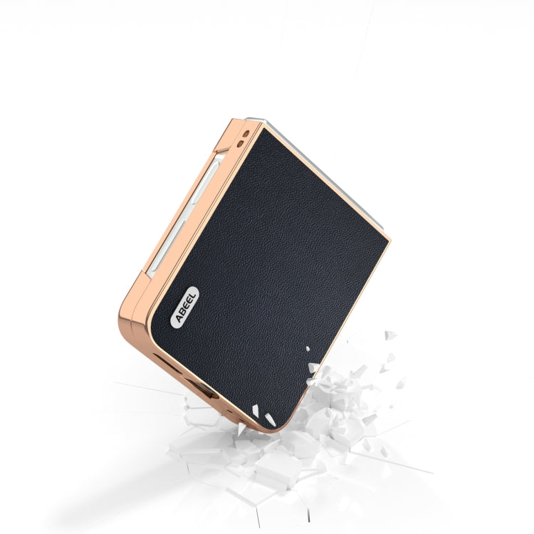 For Samsung Galaxy Z Flip6 / Flip7 FE ABEEL Electroplated Frame Genuine Leather Elegant Phone Case